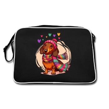 Chien Teckel Coeur Teckel Amour Teckel Propriétaire Drôle - Sac Retro - noir/blanc - Dos
