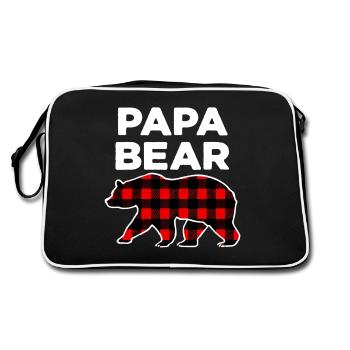 Papa Papa Ours Buffalo Plaid Famille Assorti Noël - Sac Retro - noir/blanc - Dos