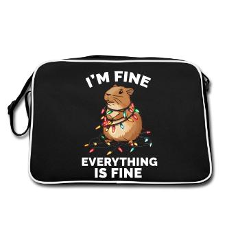 Funny Capybara Christmas I'm fine - Retro Bag - black/white - Back