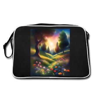 Wunderbares Waldgrafikdesign - Retro Tasche - Schwarz/Weiß - Hinten