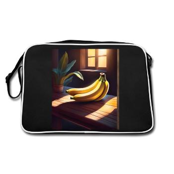 Tasty bananas on a table - Retro Bag - black/white - Back