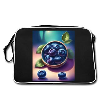 Leckere Heidelbeeren - Retro Tasche - Schwarz/Weiß - Hinten