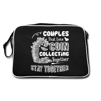 Coin Collecting Couples Coin Collecting Together - Retro Bag - black/white - Back
