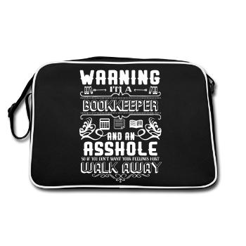 Warning I Am A Bookkeeper - Retro Bag - black/white - Back