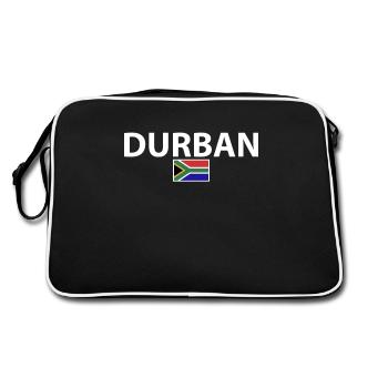 Durban South Africa South African Flag - Retro Bag - black/white - Back