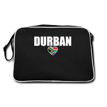 Durban South Africa South African Flag - Retro Bag - black/white - Back