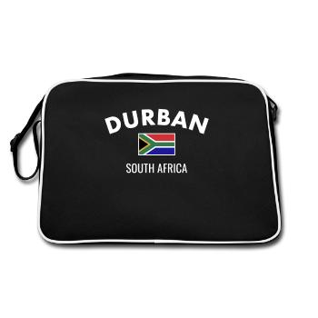Durban South Africa South African Flag - Retro Bag - black/white - Back