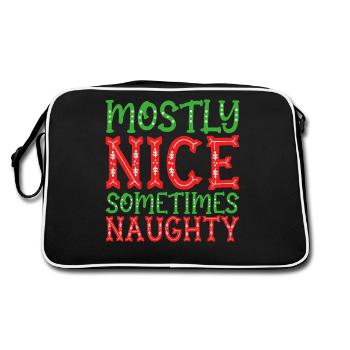 Mostly Nice Sometimes Naughty Christmas Spirit - Retro Tasche - Schwarz/Weiß - Hinten