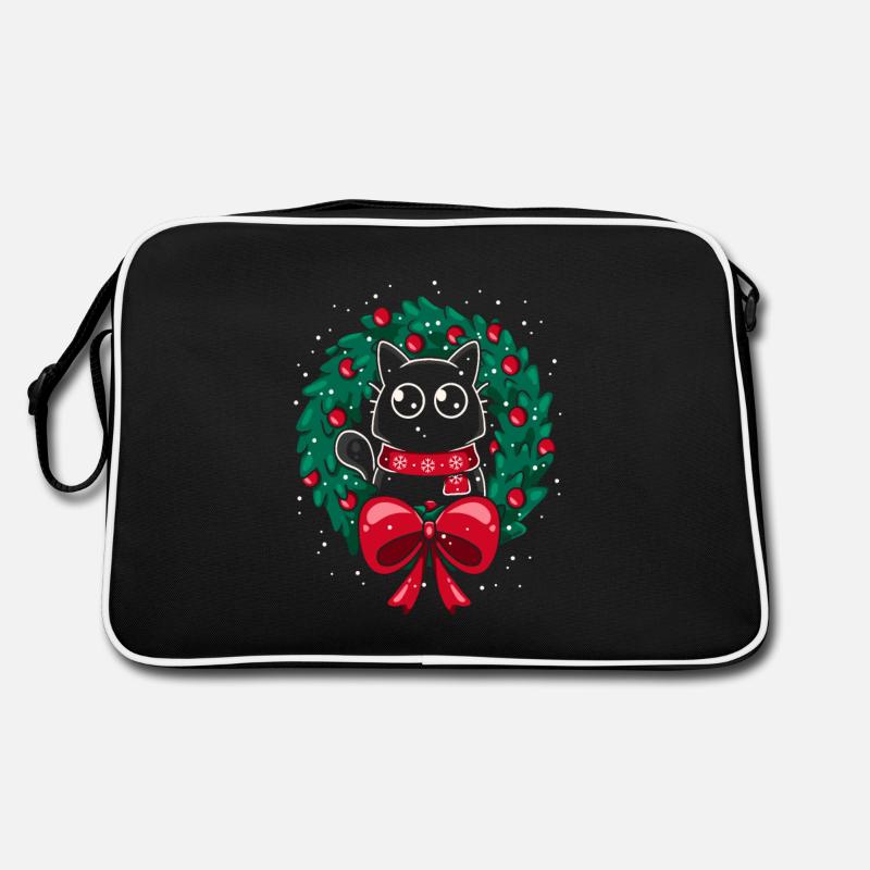 Chat Noël couronne joyeux noëls Sac Retro