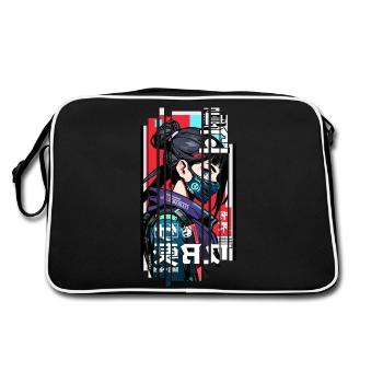 Ver.1 - Cyborg Japan red blue kanji - Retro Bag - black/white - Back