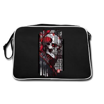 Cyborg skull kanji - Retro Bag - black/white - Back