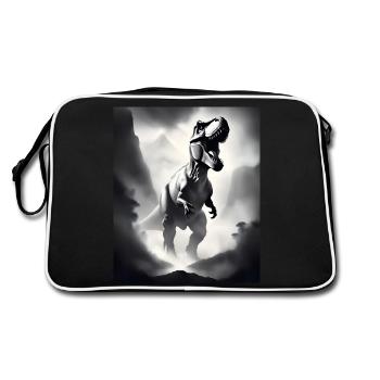 Cooles Tyrannosaurus Rex T-Shirt Design - Retro Tasche - Schwarz/Weiß - Hinten