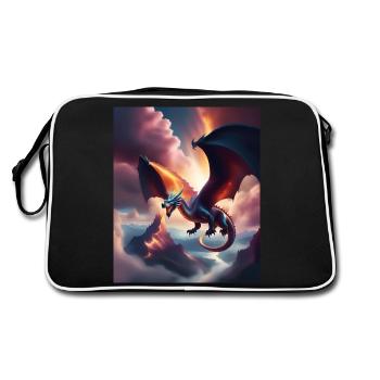 Dragon volant au-dessus des montagnes - Sac Retro - noir/blanc - Dos