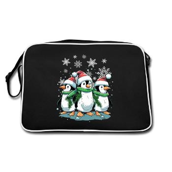 Niedlicher Weihnachtspinguin - Niedlicher Weihnachtspinguin - Retro Tasche - Schwarz/Weiß - Hinten