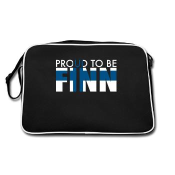 Proud To Be Finn Finnland Finnische Flagge Finne - Retro Tasche - Schwarz/Weiß - Hinten