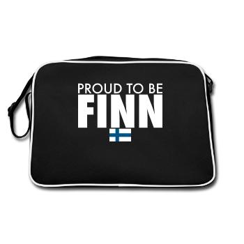 Proud To Be Finn Finnland Finnische Flagge Finne - Retro Tasche - Schwarz/Weiß - Hinten
