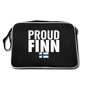 Proud Finn Finnland Finnische Flagge Finne - Retro Tasche - Schwarz/Weiß - Hinten