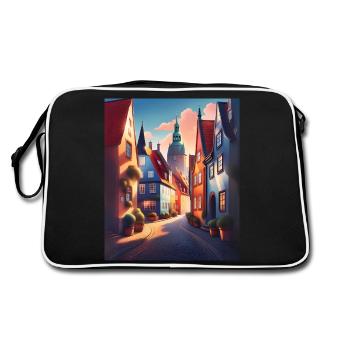 A walk in a city of Denmark - Retro Bag - black/white - Back