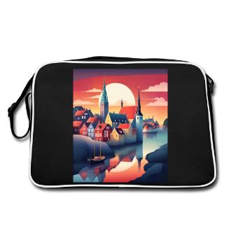 Die Stadt Dänemark - Retro Tasche - Schwarz/Weiß - Hinten