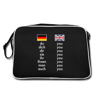 Anglais Allemand Apprentissage de la grammaire Professeurs drôles - Sac Retro - noir/blanc - Dos