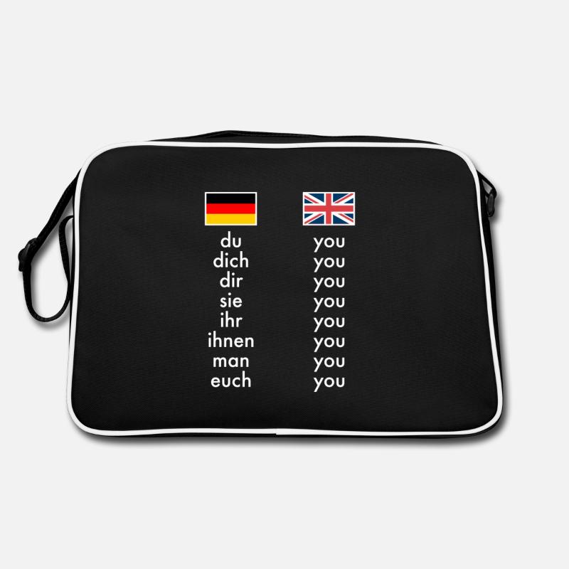 English German Grammar Learning Funny Teachers - Retro Bag - black/white