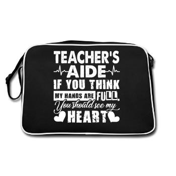 Teacher Aide Teacher Aide Full Heart - Retro Bag - black/white - Back