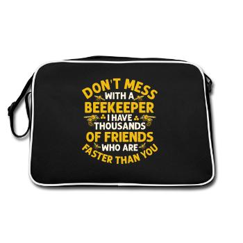 Don't Mess With A Beekeeper Apiarist Beekeeping - Retro Bag - black/white - Back
