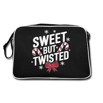 Candy Cane Sweet But Twisted Funny Christmas Xmas - Retro Tasche - Schwarz/Weiß - Hinten