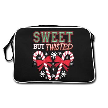 Candy Cane Sweet But Twisted Funny Christmas Xmas - Retro Tasche - Schwarz/Weiß - Hinten