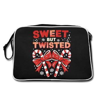 Candy Cane Sweet But Twisted Funny Christmas Xmas - Retro Tasche - Schwarz/Weiß - Hinten