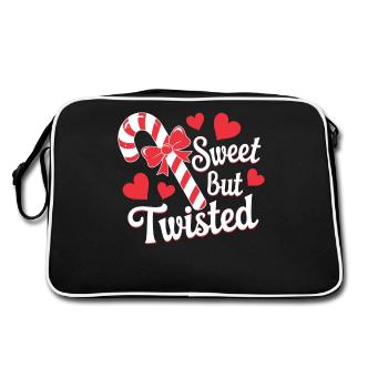 Candy Cane Sweet But Twisted Funny Christmas Xmas - Retro Tasche - Schwarz/Weiß - Hinten