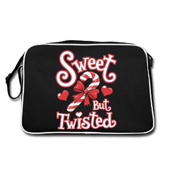 Candy Cane Sweet But Twisted Funny Christmas Xmas - Retro Tasche - Schwarz/Weiß - Hinten
