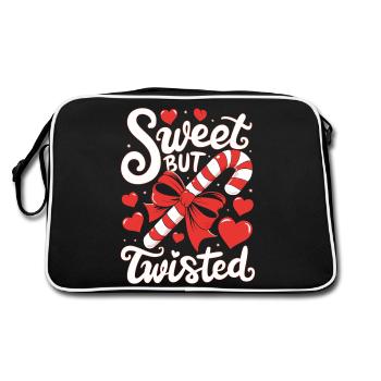 Candy Cane Sweet But Twisted Funny Christmas Xmas - Retro Tasche - Schwarz/Weiß - Hinten