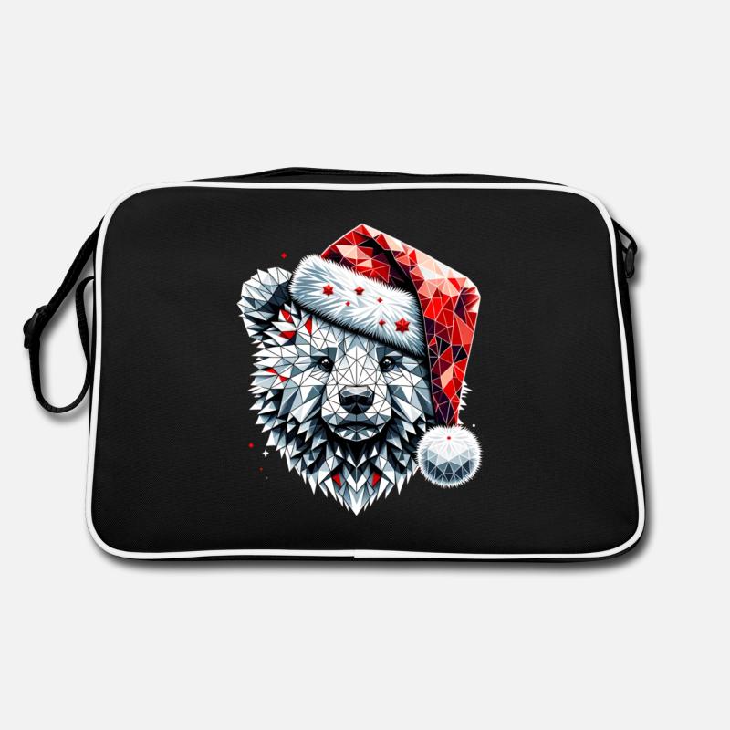 Polygon Kunst Eisbär Weihnachtsmütze Original Retro Tasche