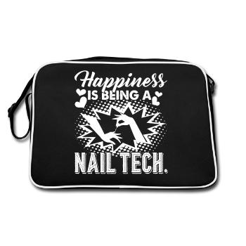 Nail Tech Happiness Is Being A Nail Tech - Retro Bag - black/white - Back