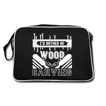 Wood Carving I'd Rather be Wood Carving - Retro Bag - black/white - Back