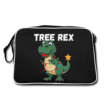 Weihnachten Dinosaurier Tree Rex Kinder Lustig - Retro Tasche - Schwarz/Weiß - Hinten