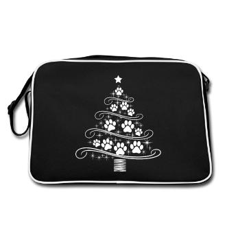 Christmas Tree Paw Paw Print Dog Cat Wau - Retro Bag - black/white - Back