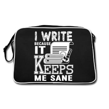 Writing I Write Because It Keeps Me Sane - Retro Bag - black/white - Back