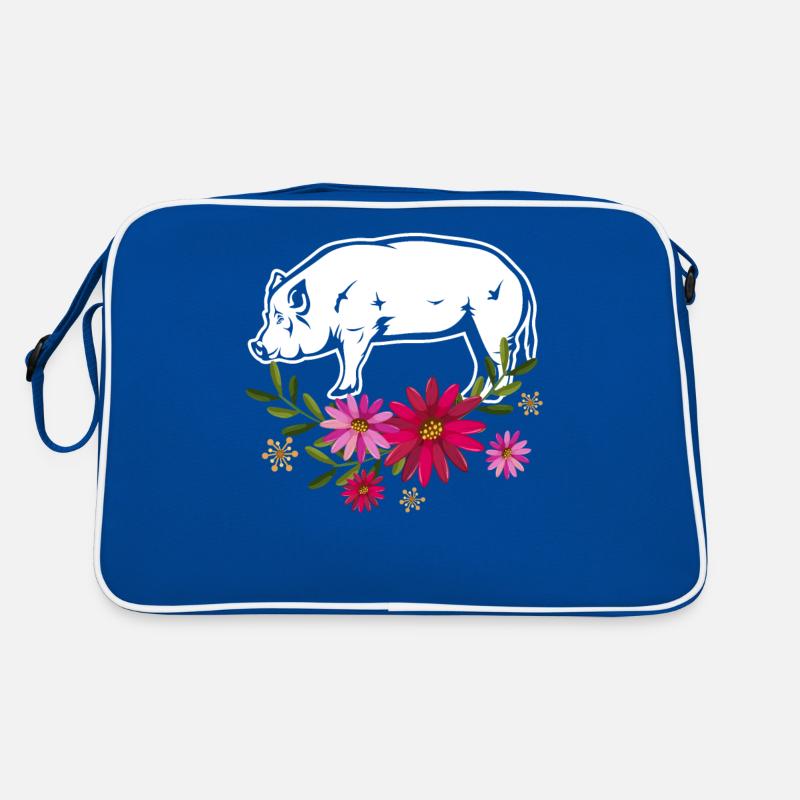 Pig With Flowers Retro Bag