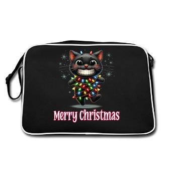 Chat Noir avec Lumières Fées Joyeux Noël - Sac Retro - noir/blanc - Dos
