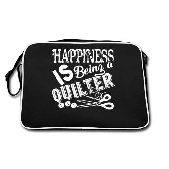 Quilter Happiness Is Being A Quilter - Retro Bag - black/white - Back