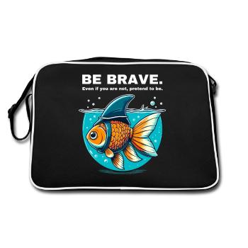 Courage Courage Poisson rouge Requin Motivation Soyez fort - Sac Retro - noir/blanc - Dos