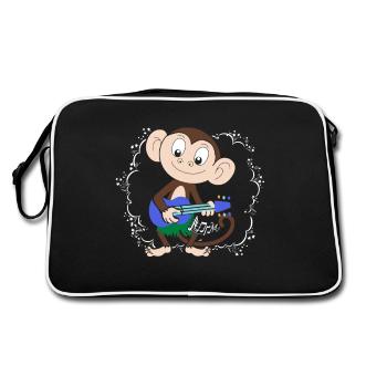 Sock Monkey Plays Ukulele Hula - Retro Bag - black/white - Back