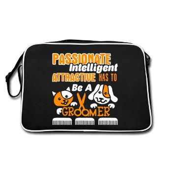 Intelligent Attractive Has To Be A Pet Groomer - Retro Bag - black/white - Back