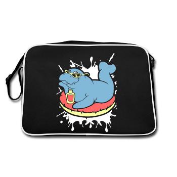 Funny Manatee Does Sunbath - Retro Bag - black/white - Back