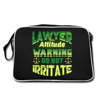 Lawyer With Attitude Warning Do Not Irritate - Retro Bag - black/white - Back