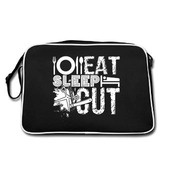 Barber Eat Sleep Cut - Retro Bag - black/white - Back