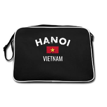 Hanoi Vietnam Vintage Flag Vietnamese - Retro Bag - black/white - Back