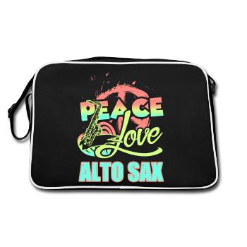 Peace Love Alto Saxophone - Retro Bag - black/white - Back